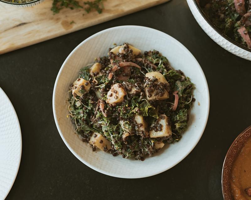 Salade de pommes de terre et lentilles