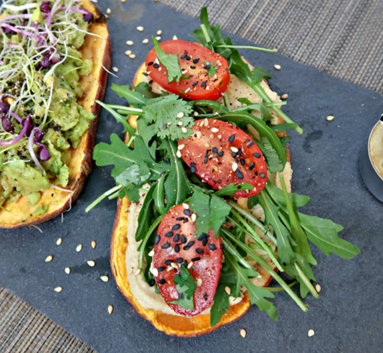 Toast de Patate Douce - Houmous/Crudités