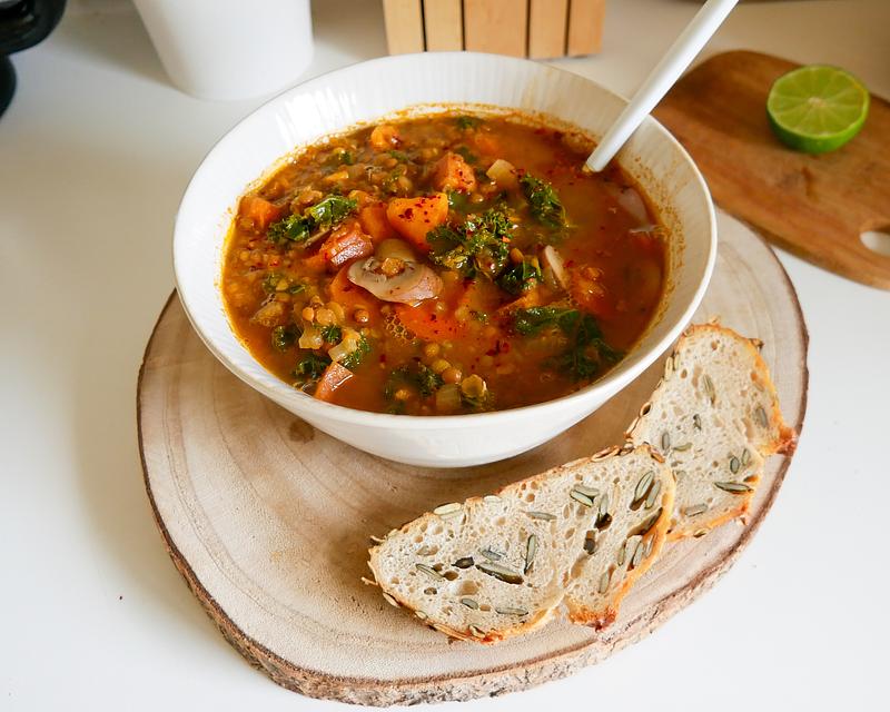 Soupe rustique lentilles & patate douce